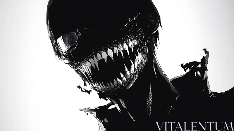 Inkborn nightmare laughs wide where shadows learn to bite