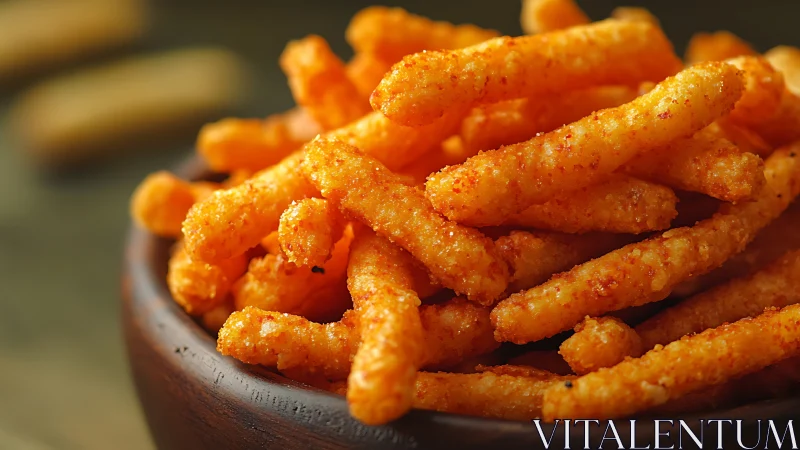 Macro closeup isolates seasoned crunchy corn snack texture depth