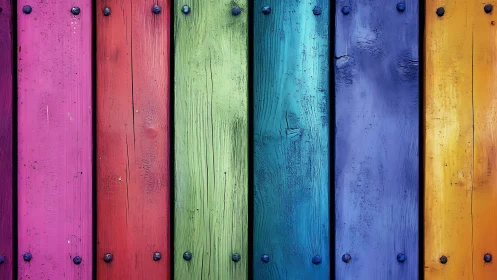 Bold rainbow wooden planks line up in a playful, cozy rhythm