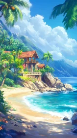 Architectural Rendering of Tropical Coastal Dwelling with Dynamic Atmospheric Perspective.