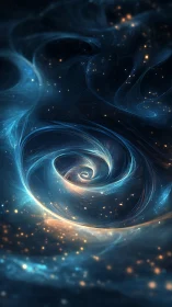 Blue spiral nebula forms luminous vortex in deep space
