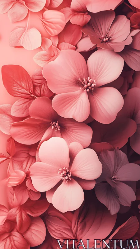 Monochromatic Floral Cascade: Rendered Petals in Coral Gradient.