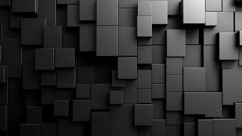 Midnight cube skyline rising in layered monochrome hush.