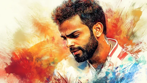 Sunlit portrait of a thoughtful man in vibrant colors