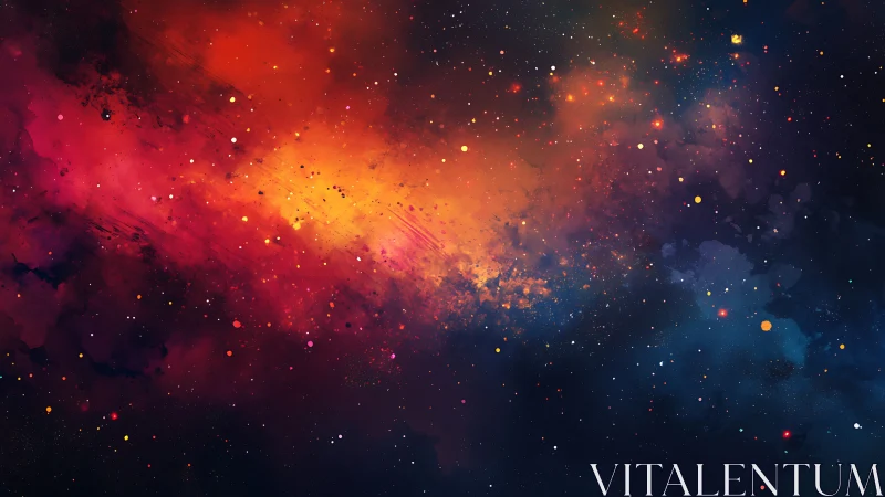 Radiant nebula clouds ignite a vivid cosmic skyline.