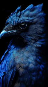 Cerulean Sentinel: Electric Blue Feathered Guardian at Rest.