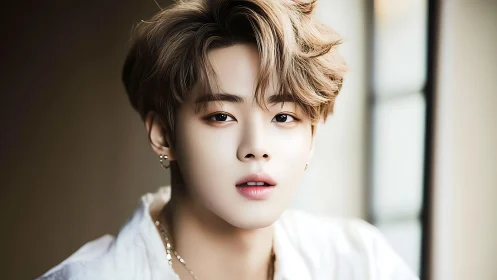 Soft-lit digital portrait of youthful person indoors.