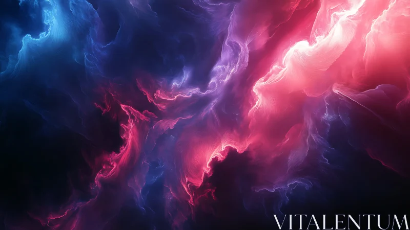 Nebula-like abstract light flows in blue and magenta tones.