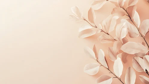 Soft blush leaves drift gently across a calming backdrop