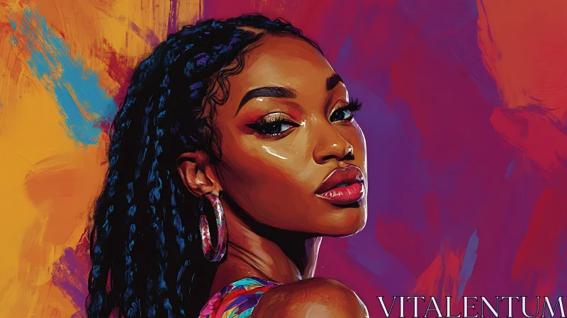 Radiant woman in vibrant colors sharing quiet confidence.