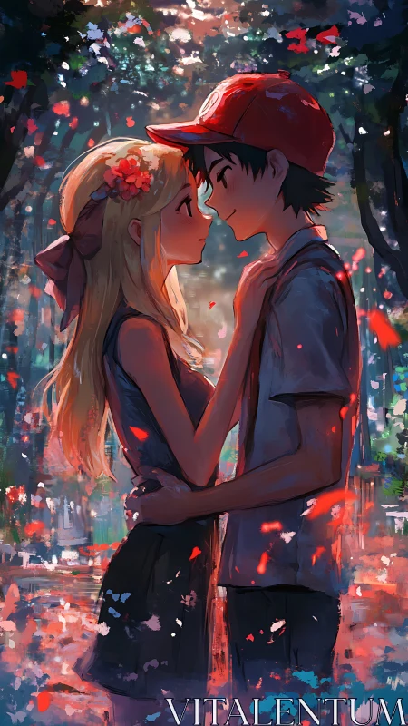 Streetlight confetti crowns a shy forest of first love