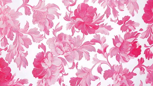 Pink floral engraving pattern shows dense peony arrangement