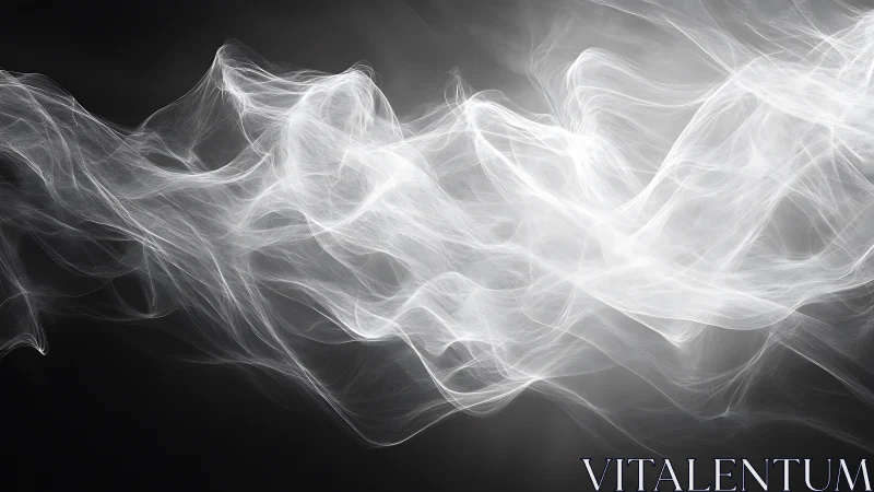 Luminous white smoke ribbons swirl across deep black field.
