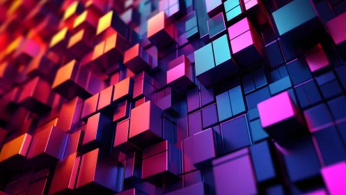 Vibrant 3D geometric cubes in futuristic abstract digital art.