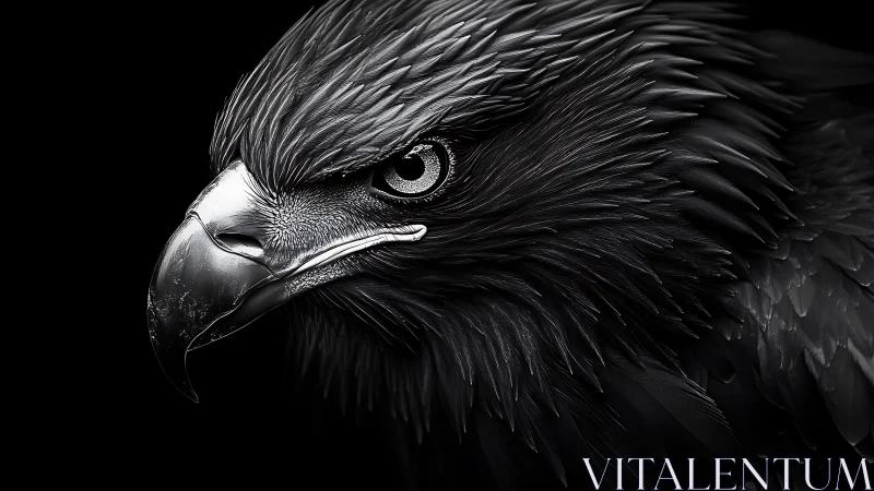 Majestic Eagle Close-Up in Dramatic Black and White Style.