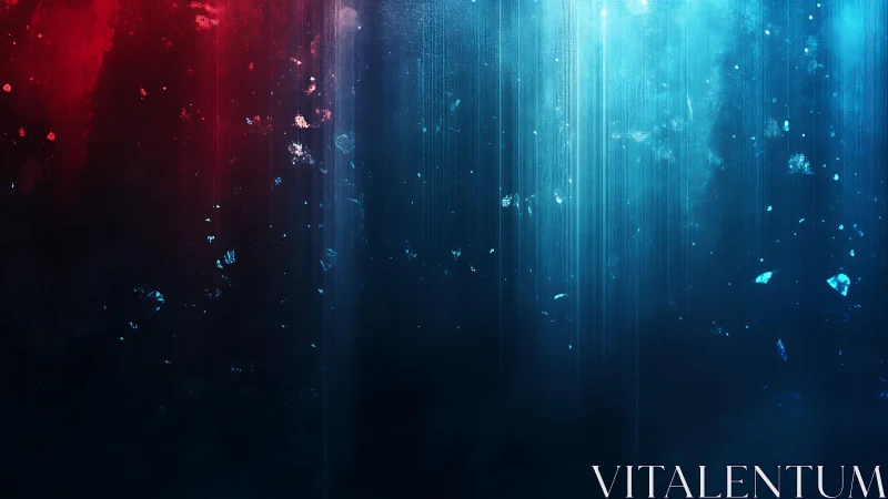 Abstract Red and Blue Light Streaks with Floating Particles.