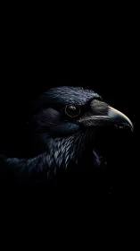 Quiet raven study in inky black night portraiture.