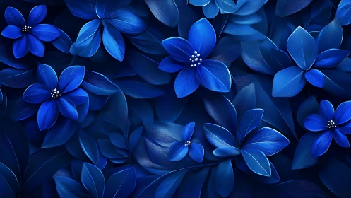 Ethereal Blue Floral Garden. Serene Botanical Composition.