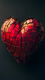 Geometric heart form rendered with segmented stained glass effect.