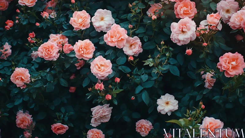 Rose Garden Composition with Pink and White Blooms