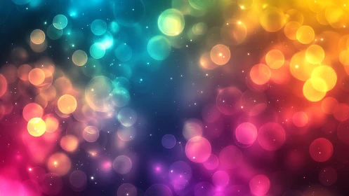 Multicolored circular bokeh forms a diffuse abstract field