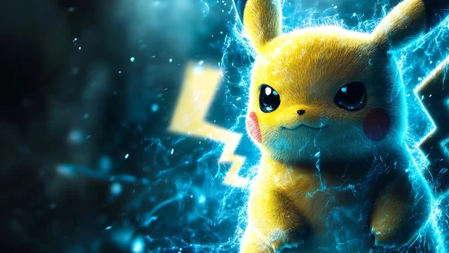 Electric creature portrait with dynamic blue energy storm.