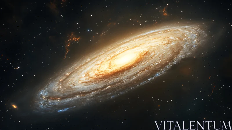 Radiant spiral galaxy glows in a vast star-filled cosmos