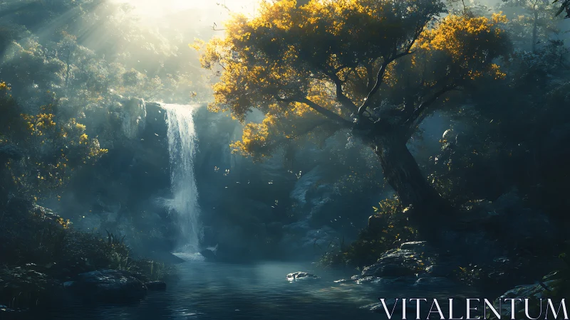 Where Golden Canopies Whisper Secrets Above Misty Cascades