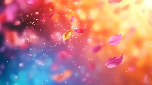 Luminous Petals Drift Through Soft Focus Gradient