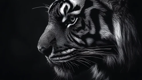 Quiet strength in a black and white tiger’s thoughtful gaze.
