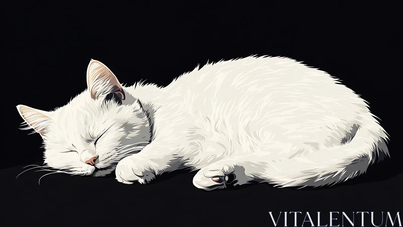 A Peaceful White Cat Resting in Quiet Contentment