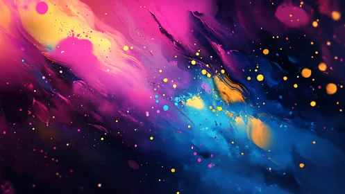 Colorful cosmic swirls in a dreamy abstract night sky.