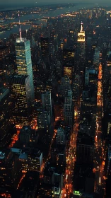 Nighttime city skyline glows with dense streets of light