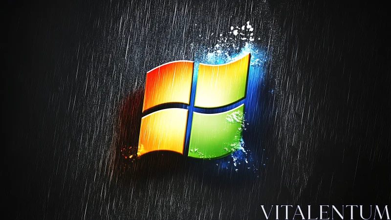 Radiant Windows logo glows against a dark rainy backdrop