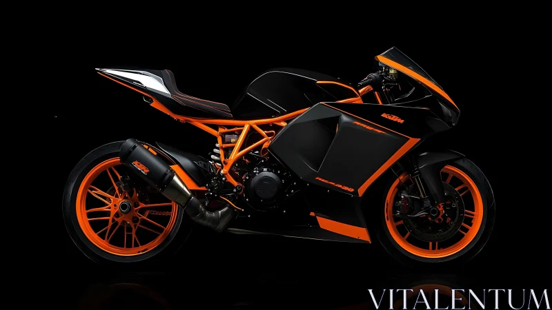 Midnight KTM superbike glows with searing neon orange armor.