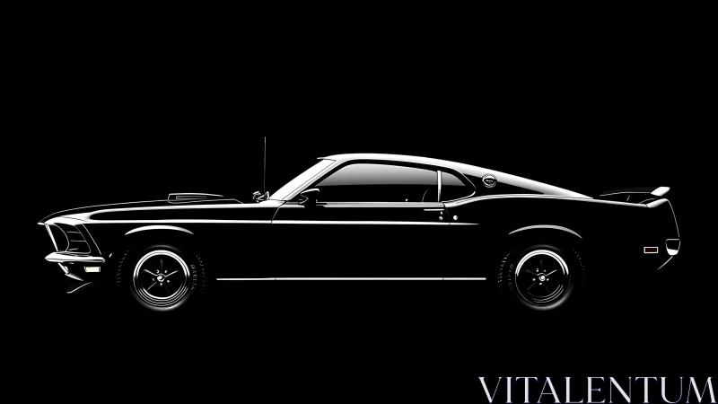 Midnight muscle car silhouette with timeless street swagger.