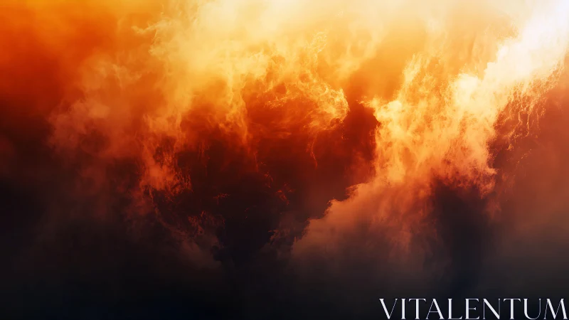 Dramatic Orange Fire and Smoke Cloud Formation.