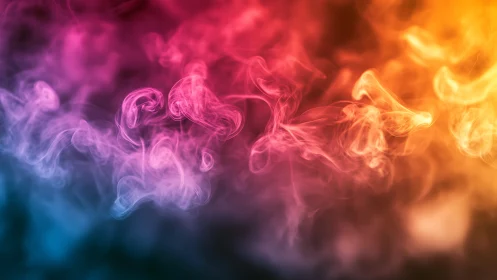 Colored vapor swirls in gradient light across dark field.