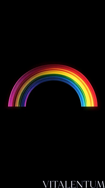 Neon spectrum arc glowing vividly on deep black backdrop.