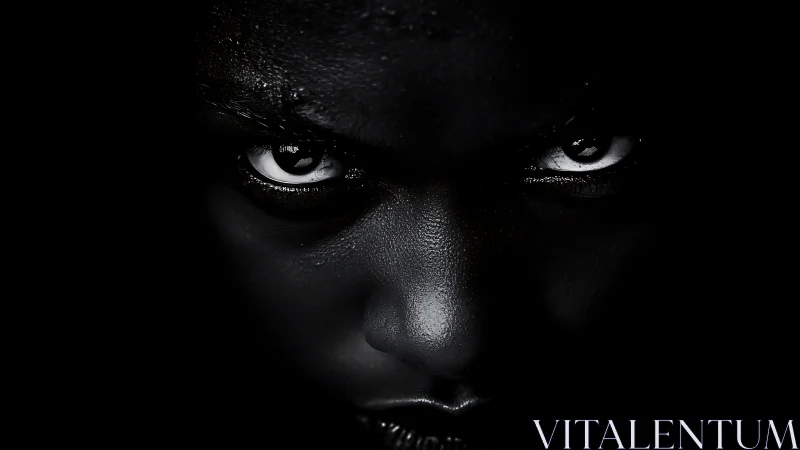 Midnight eyes carve a fierce corridor through the dark