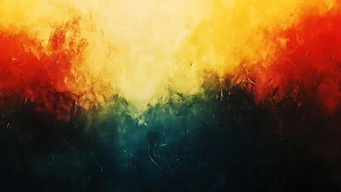 Vibrant Abstract Oil Painting with Red, Yellow, and Blue Tones.