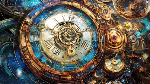 Intricate steampunk clockwork displays layered exposed gears