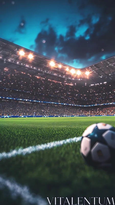 Match point dreams on a glowing night stadium touchline.