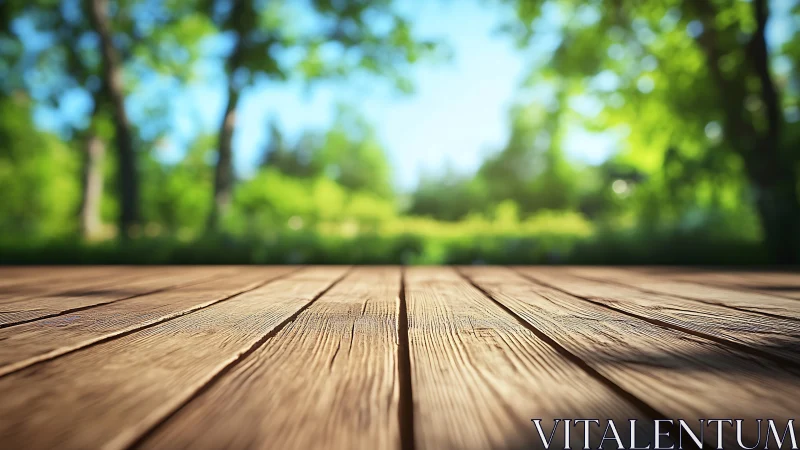 Wooden Deck Meets Nature's Green Embrace.