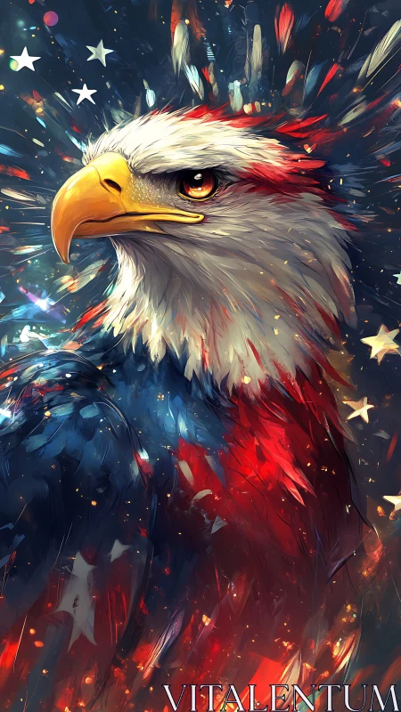 Majestic eagle glows in bold red, white, and blue colors