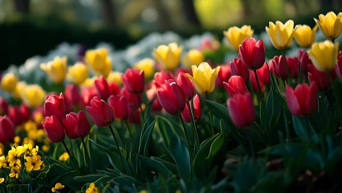 Vibrant Tulip Symphony in Radiant Garden Bloom.