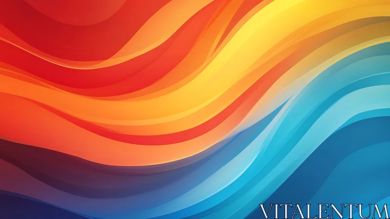 Curved gradient bands transition from warm reds to cool blues