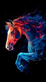 Nebula-charged stallion leaping through cosmic night sky.