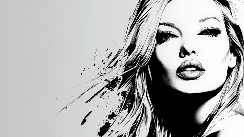 Ink-kissed portrait where bold glamour meets quiet mystery.