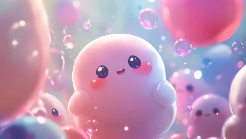 Bubble-cheeked puff sprite drifts through pastel daydreams.